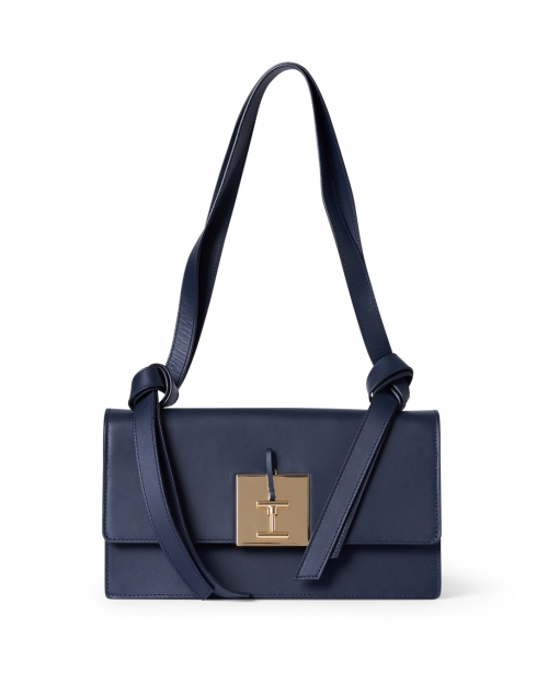 Ines de la Fressange - Beatrice Navy Leather Buckle Baguette Bag