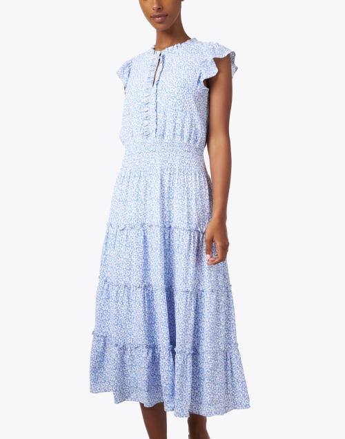 Front image - Sail to Sable - Blue Print Tiered Dress