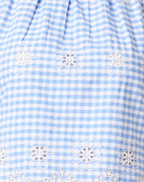 Fabric image - Sail to Sable - Blue Gingham Eyelet Cowl Neck Top