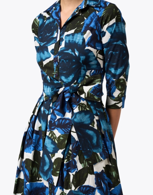 Extra_1 image - Samantha Sung - Audrey Blue Floral Print Stretch Cotton Dress