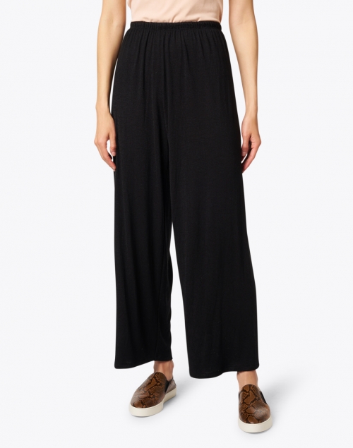 Front image - Vince - Black Viscose Knit Wide Leg Pant