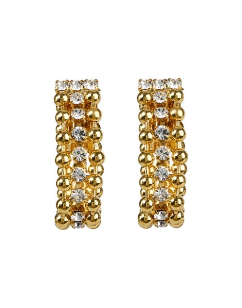 Product image - Kenneth Jay Lane - Gold and Crystal Drop Clip Hoop Earrings