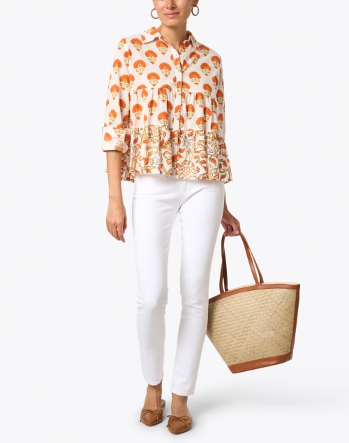 Vanessa White and Orange Floral Shirt