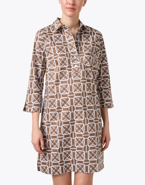 Front image - Hinson Wu - Aileen Brown and White Print Cotton Dress