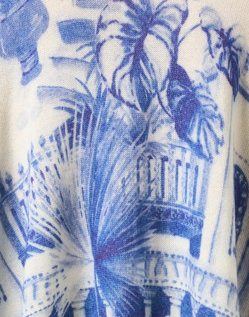 Fabric image - Rani Arabella - Blue and White Print Cashmere Poncho