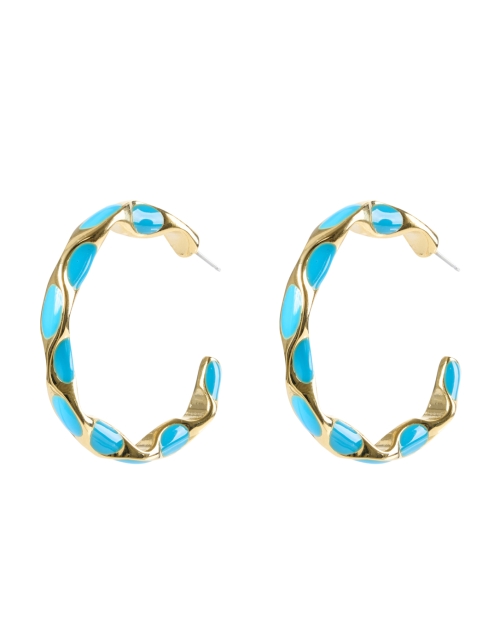 Product image - Kenneth Jay Lane - Turquoise and Gold Hoop Earrings