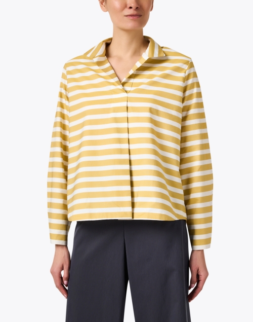 Front image - Ines de la Fressange - Noa Yellow and White Stripe Blouse