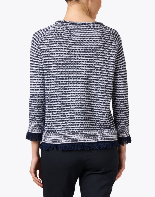 Back image - Kinross - Navy Cotton Textured Sweater