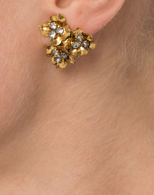 Jennifer Behr - Maye Gold and Crystal Stud Earrings 