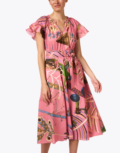Front image - Soler - Dolores Pink Print Cotton Dress