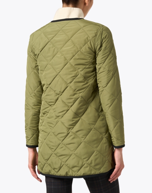 Back image - Jane Post - Olive and Tan Reversible Quilted Jacket