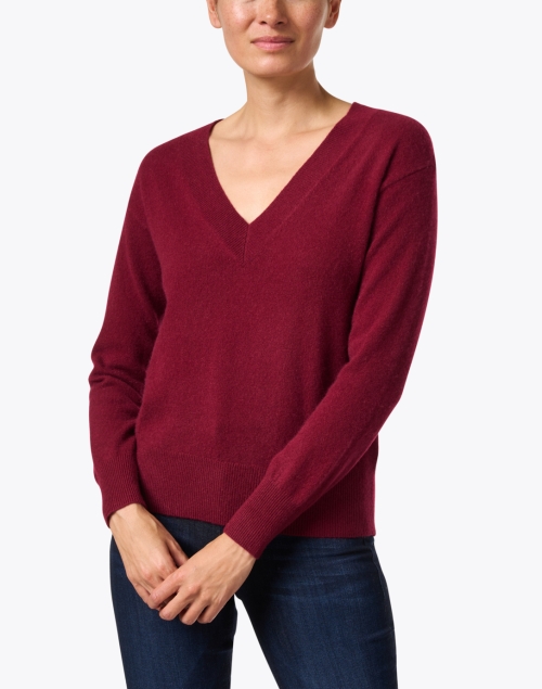 Front image - White + Warren - Burgundy Cashmere Sweater