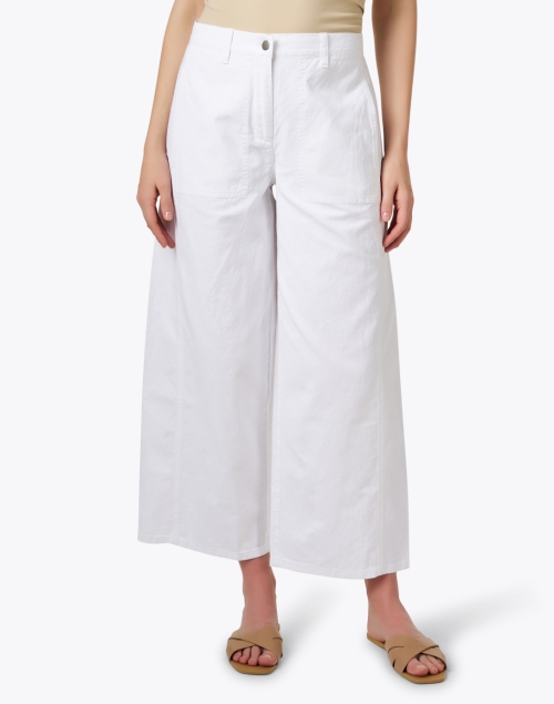 Front image - Eileen Fisher - White Wide Leg Ankle Pant