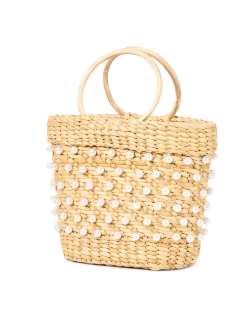 Front image - Poolside - Mak Tan Pearl Woven Handbag