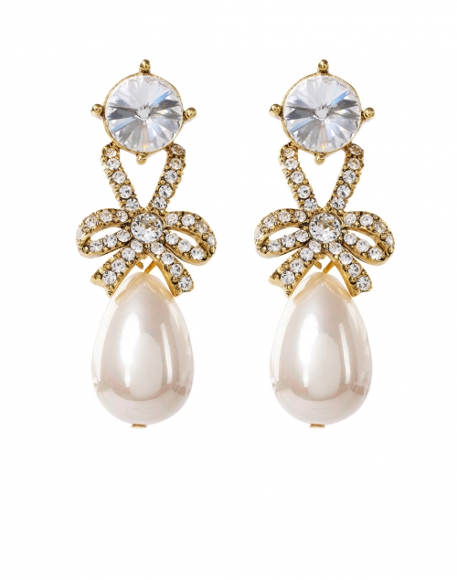 Oscar de la Renta - Crystal, Pearl and Gold Bow Drop Earrings