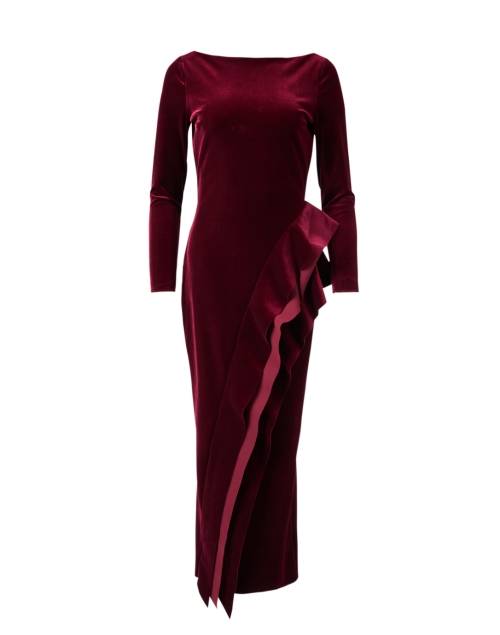 Product image - Chiara Boni La Petite Robe - Modesta Burgundy Velvet Ruffle Dress
