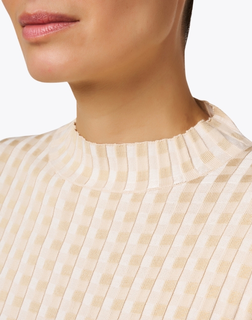 Extra_1 image - Lafayette 148 New York - Gingham Beige Knit Top