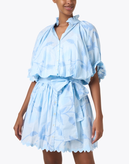 Front image - Juliet Dunn - Blouson Blue Floral Print Dress