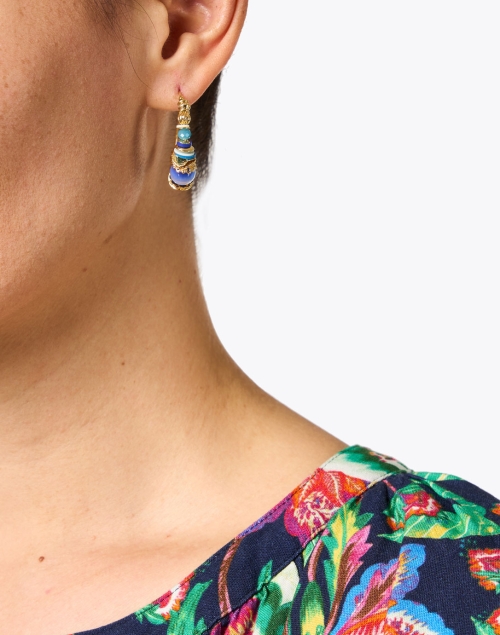 Look image - Gas Bijoux - Aloha Blue and Gold Mini Hoop Earrings