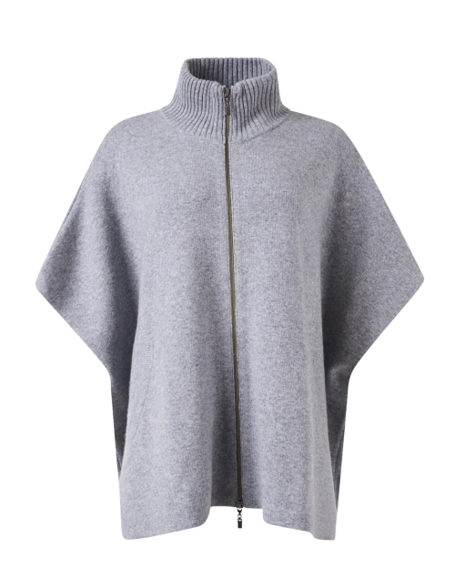 Grey Wool Cashmere Zip Poncho