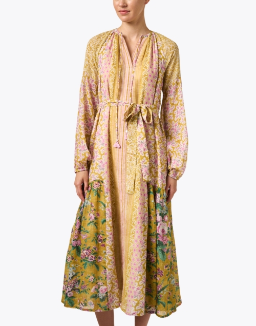 Front image - D'Ascoli - Juliette Yellow and Pink Floral Dress