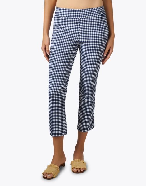 Front image - Avenue Montaigne - Brigitte Navy Check Cropped Pull On Pant