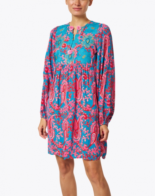 Figue - Lucie Pink and Blue Paisley Printed Dress