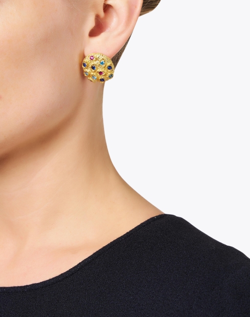 Capri Gold and Crystal Stud Earrings