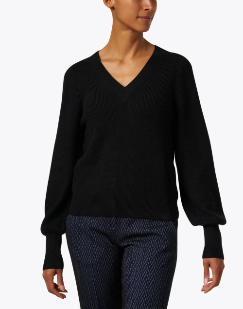 Front image - White + Warren - Black Cotton Silk Sweater