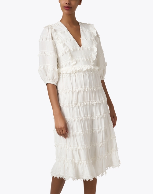 Front image - Farm Rio - Off White Ruffle Trim Dress