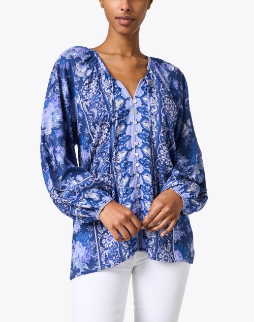 Front image - Walker & Wade - Sonia Blue Print Blouse