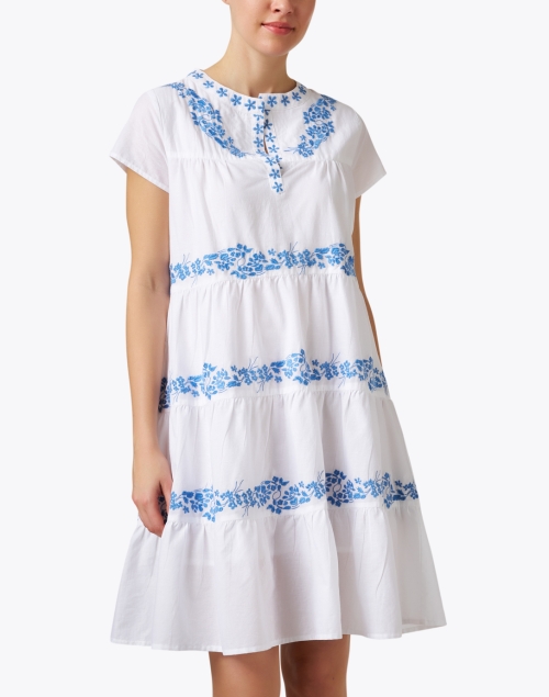 Front image - Ro's Garden - Isabel White Cotton Embroidered Dress