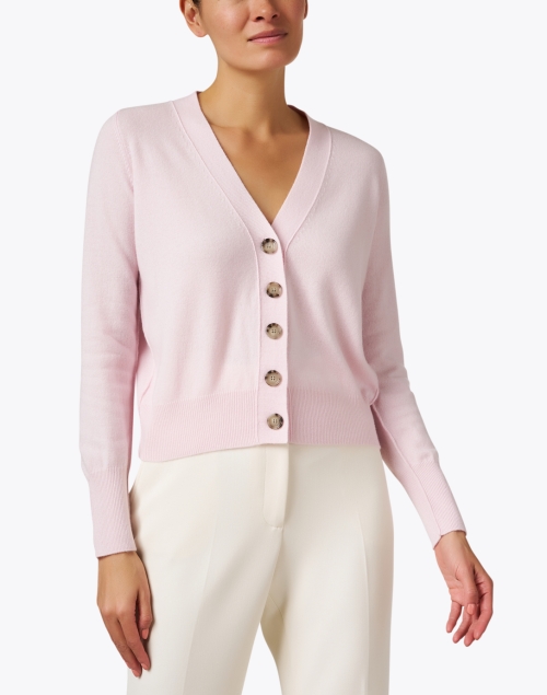 Front image - Allude - Pink Wool Cashmere Cardigan