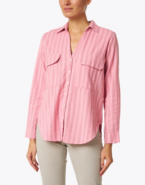 Front image - Roller Rabbit - Guy Pink Stripe Cotton Top