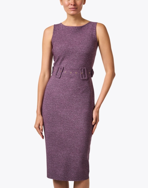 Front image - Chiara Boni La Petite Robe - Zeffirina Purple Tweed Belted Dress