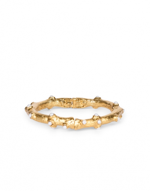 Product image - Kenneth Jay Lane - Gold and Pearl Coral Shape Hinge Bracelet
