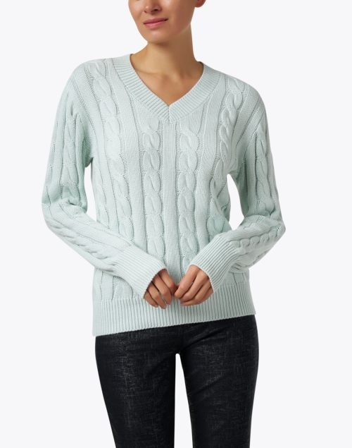 Front image - Burgess - Monaco Mist Blue Cotton Cashmere Sweater