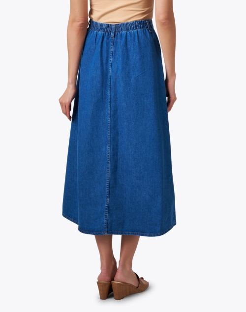 Back image - Xirena - Gerri Blue Denim Midi Skirt 