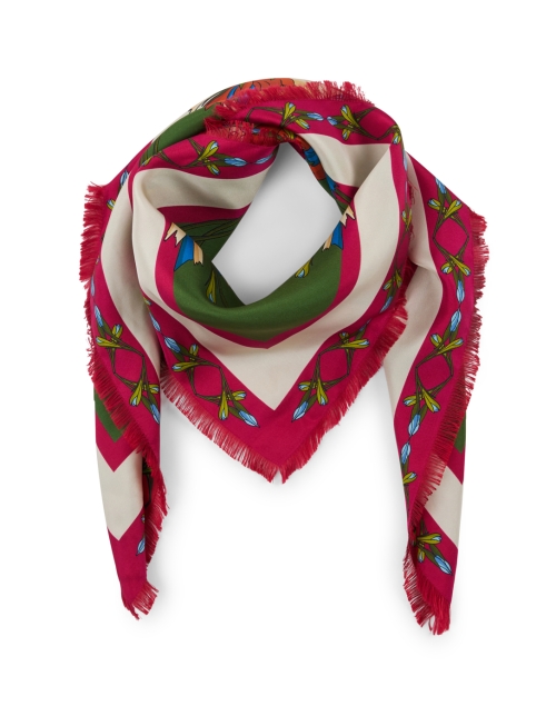 Product image - Franco Ferrari - Pink and Green Floral Print Silk Reversible Scarf