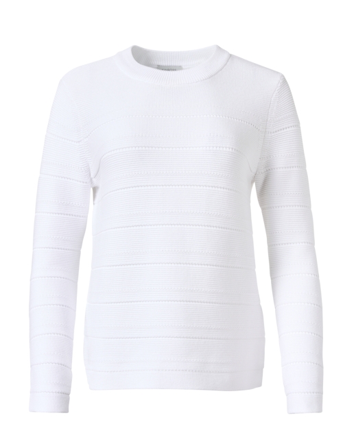 Product image - Kinross - White Cotton Garter Stitch Stripe Sweater