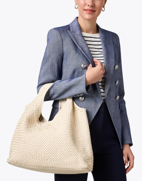Carmen Ivory Woven Leather Bag