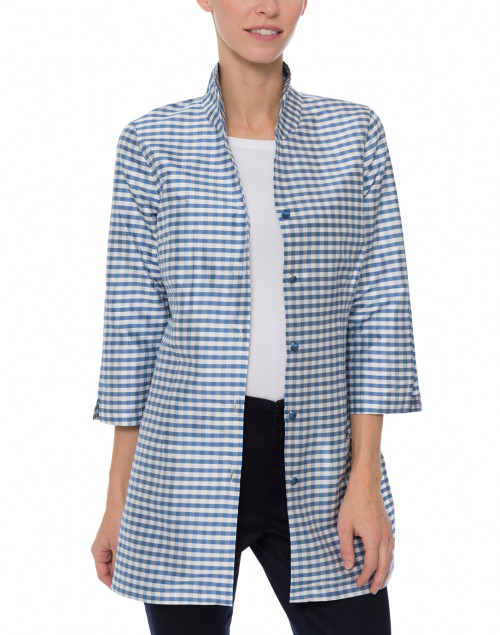 Front image - Connie Roberson - Rita Caribbean Check Gingham Silk Top