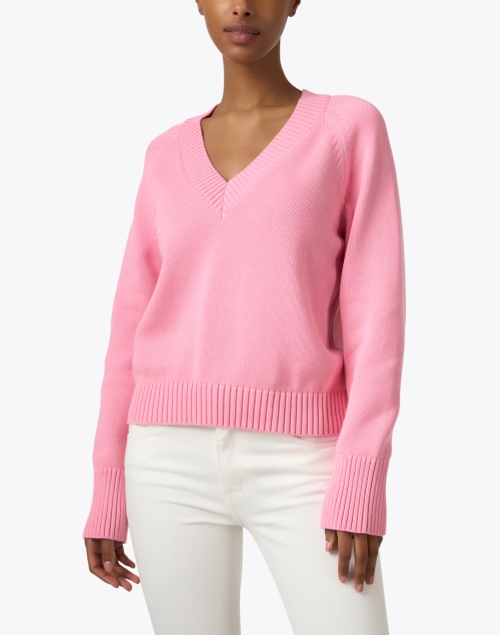 Front image - White + Warren - Pink Cotton Sweater