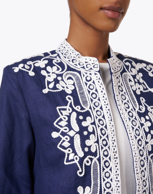 Extra_1 image - Bella Tu - Ceci Navy Embroidered Linen Jacket
