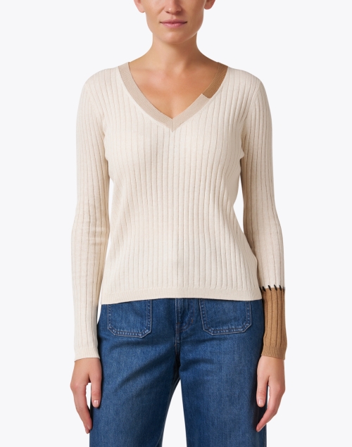 Front image - Lisa Todd - Beige Multi Cotton Cashmere Sweater