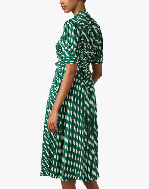 Back image - L.K. Bennett - Valerie Green Print Shirt Dress