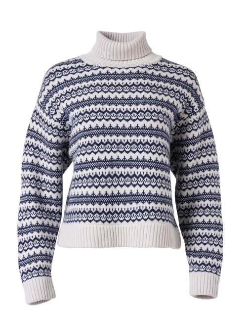 Product image - Jumper 1234 - Grey and Navy Intarsia Wool Cashmere Sweater