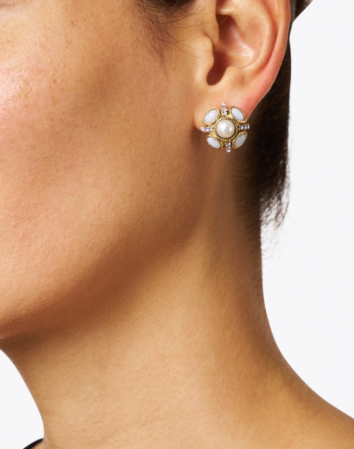 Oscar de la Renta - Lavender and Gold Button Earrings