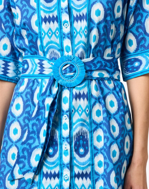 Extra_1 image - Bella Tu - Blue Print Belted Cotton Shirt Dress