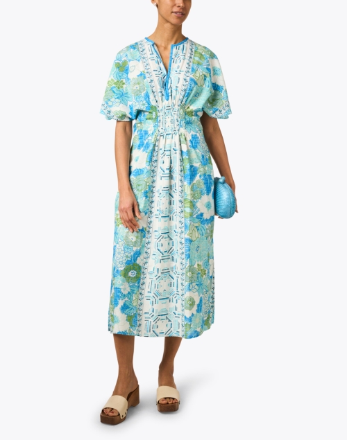 Sunny Blue Multi Print Cotton Dress